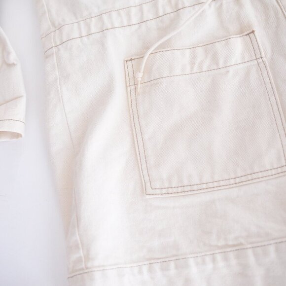 Vintage 90S BWB Best World Brand Cream Denim Button Up Hooded Jacket Medium - Picture 9 of 15